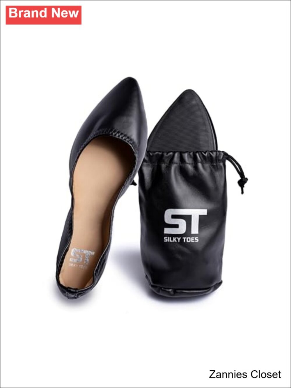 ✨ Silky Toes Women's Foldable Flats Pointed Toe Pull-On Comfort Travel Office